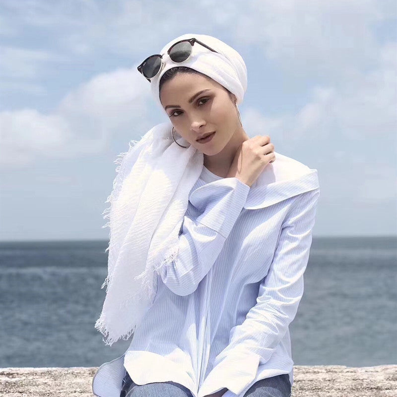 Bubble Plain Soft Cotton Scarf Wrap For Women