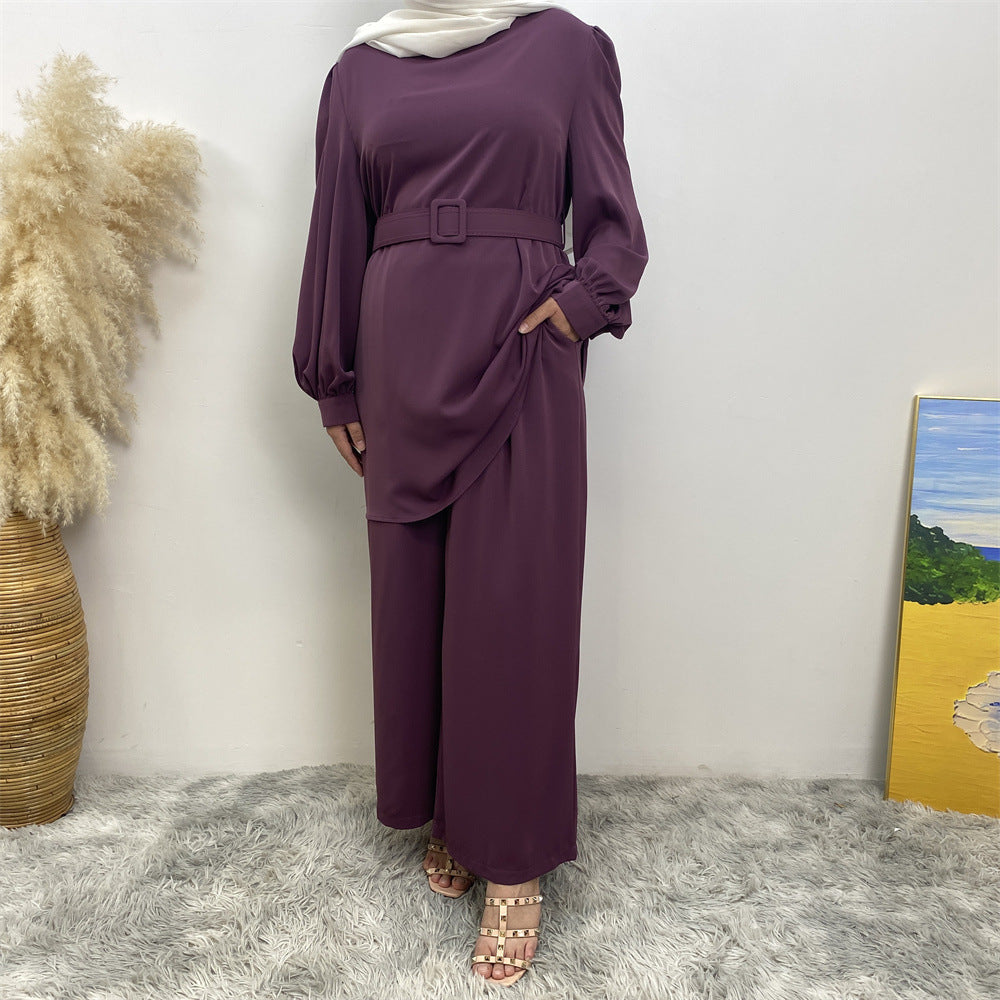 Solid Color Dubai Two-Piece Set for Women