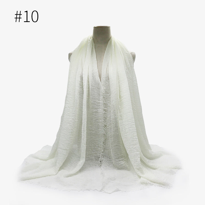 Bubble Plain Soft Cotton Scarf Wrap For Women
