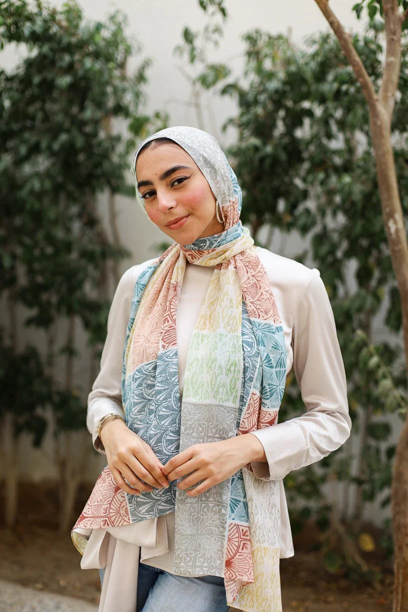 Satin Printed Head Wrap Scarf Elegant Shawl