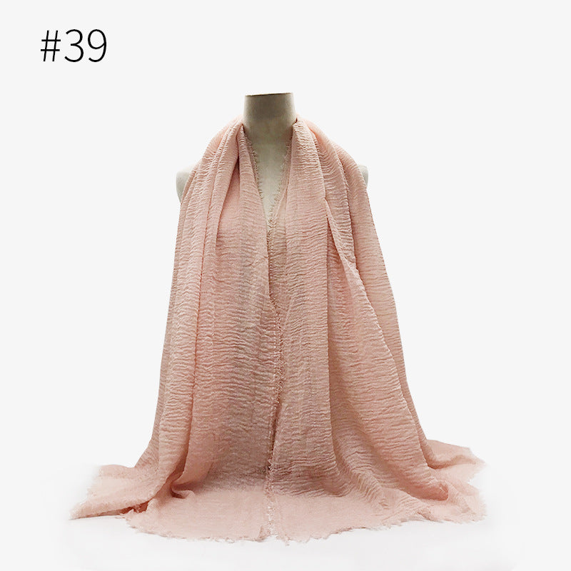 Bubble Plain Soft Cotton Scarf Wrap For Women