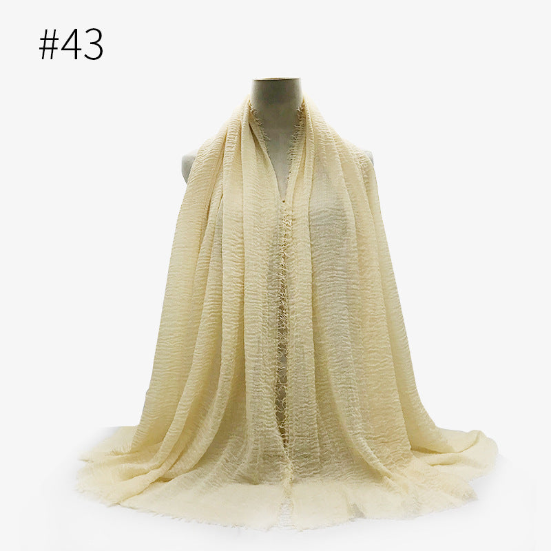 Bubble Plain Soft Cotton Scarf Wrap For Women