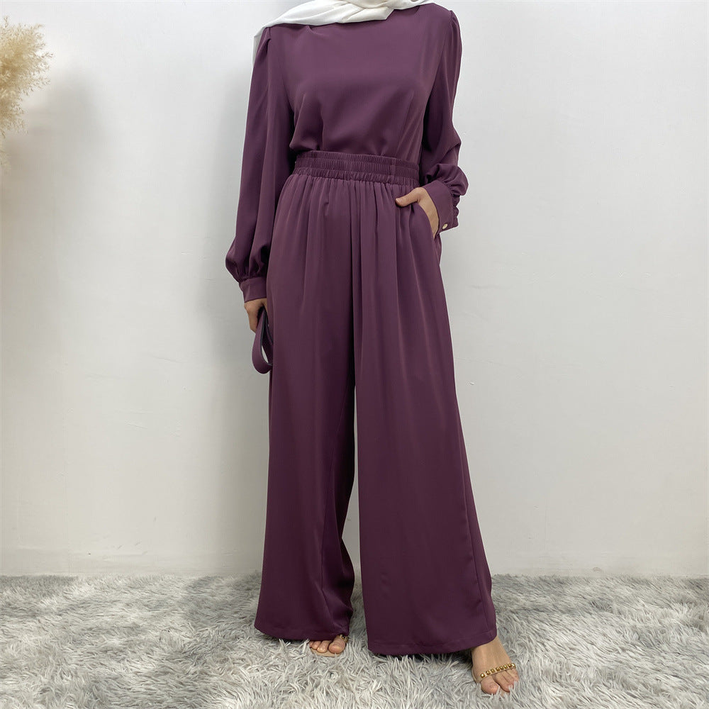 Solid Color Dubai Two-Piece Set for Women