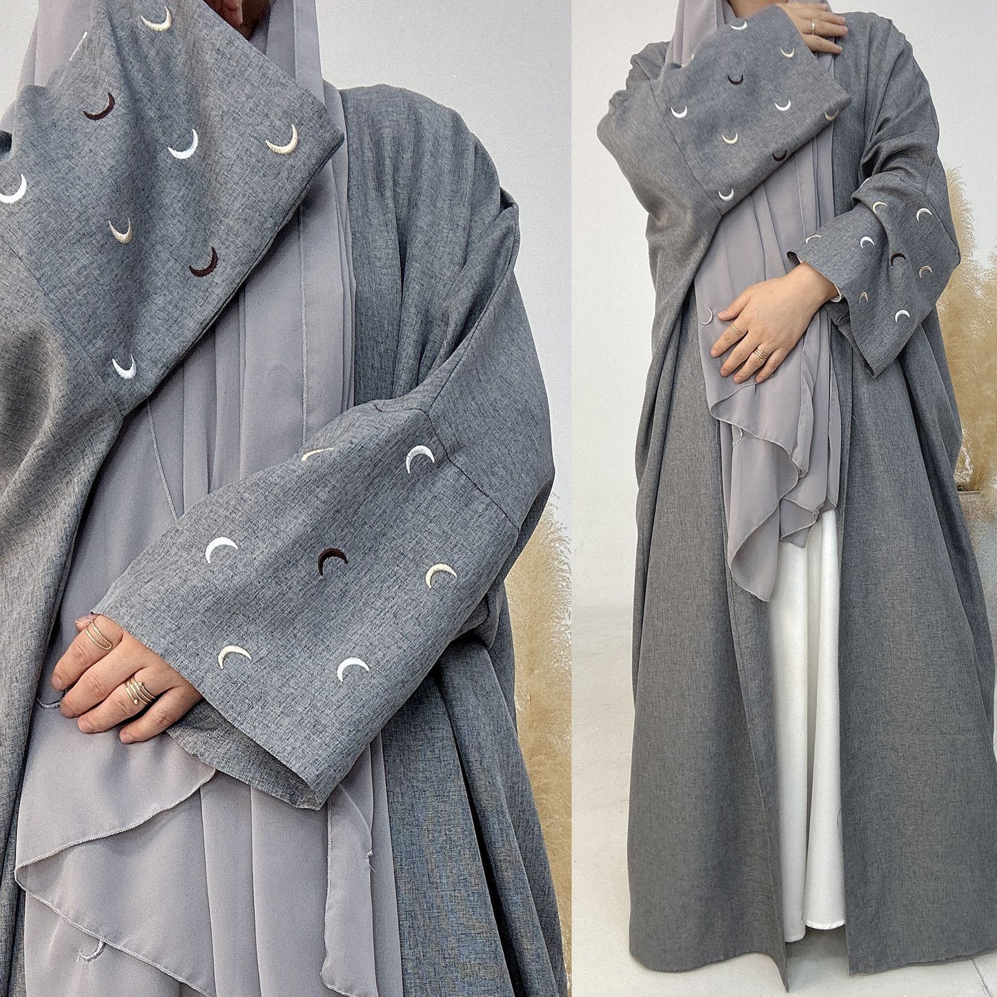 Saudi Embroidered Cardigan Robe Dubai Style