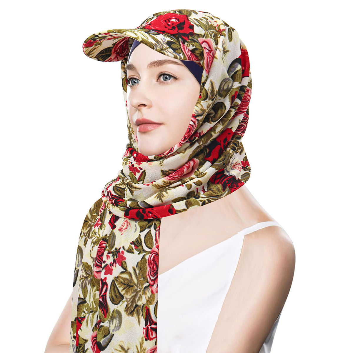 Solid Color Scarf Hat Pullover Women Middle East