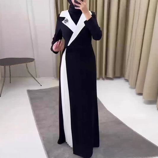 Contrast Pleated Robe Dress Dubai for Women