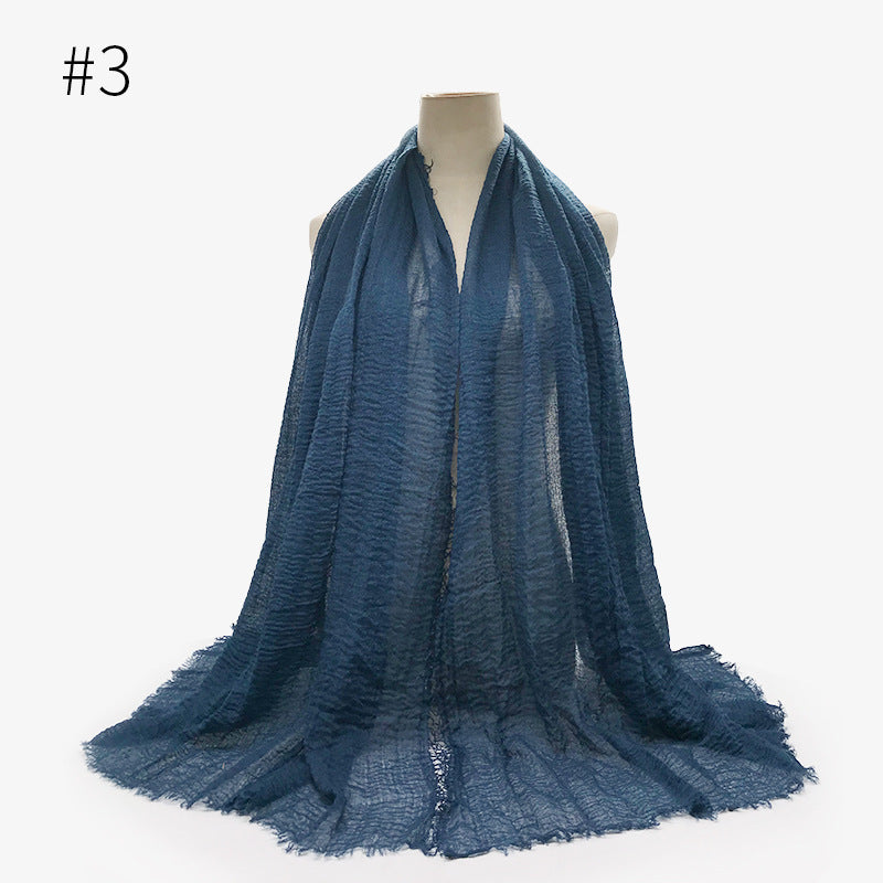 Bubble Plain Soft Cotton Scarf Wrap For Women