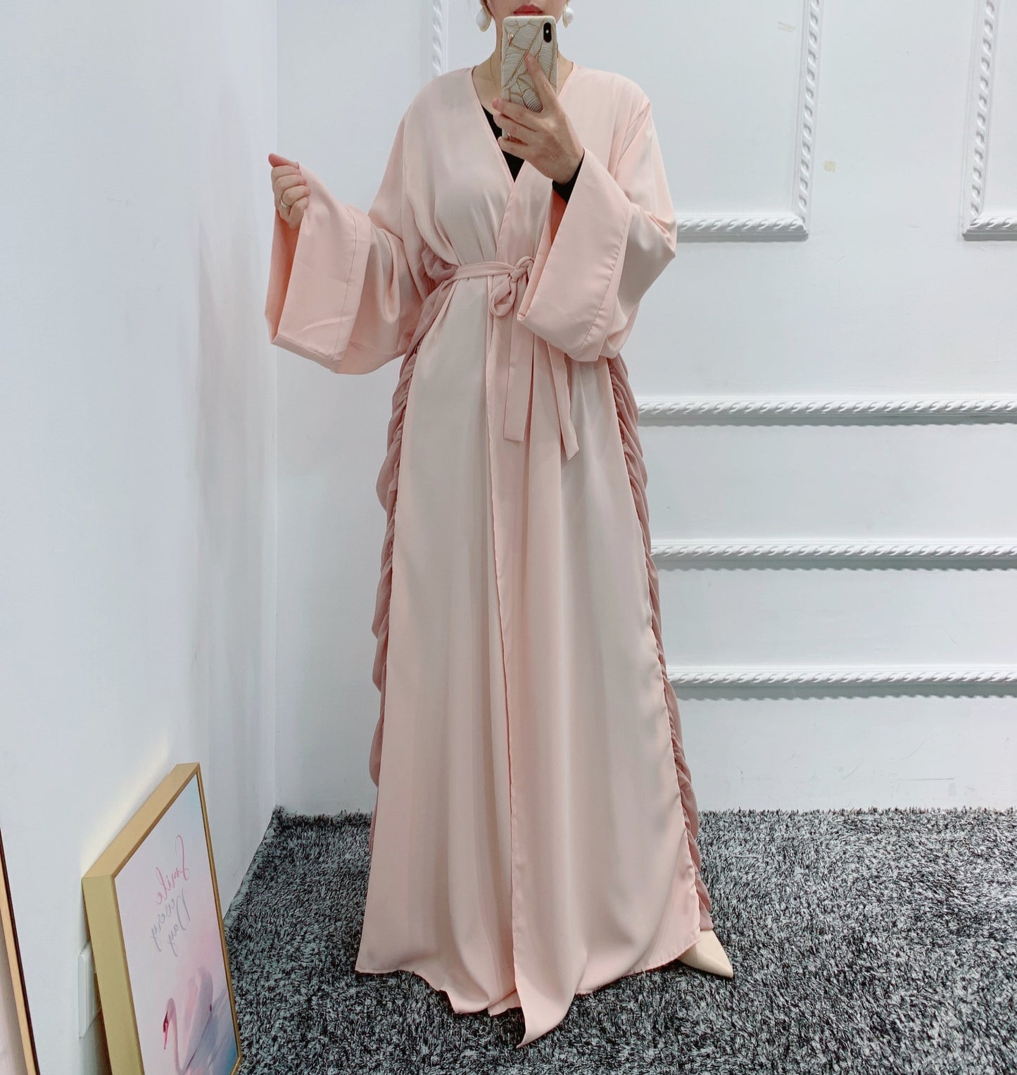 Long Tie Flowy Solid Color Dress Dubai