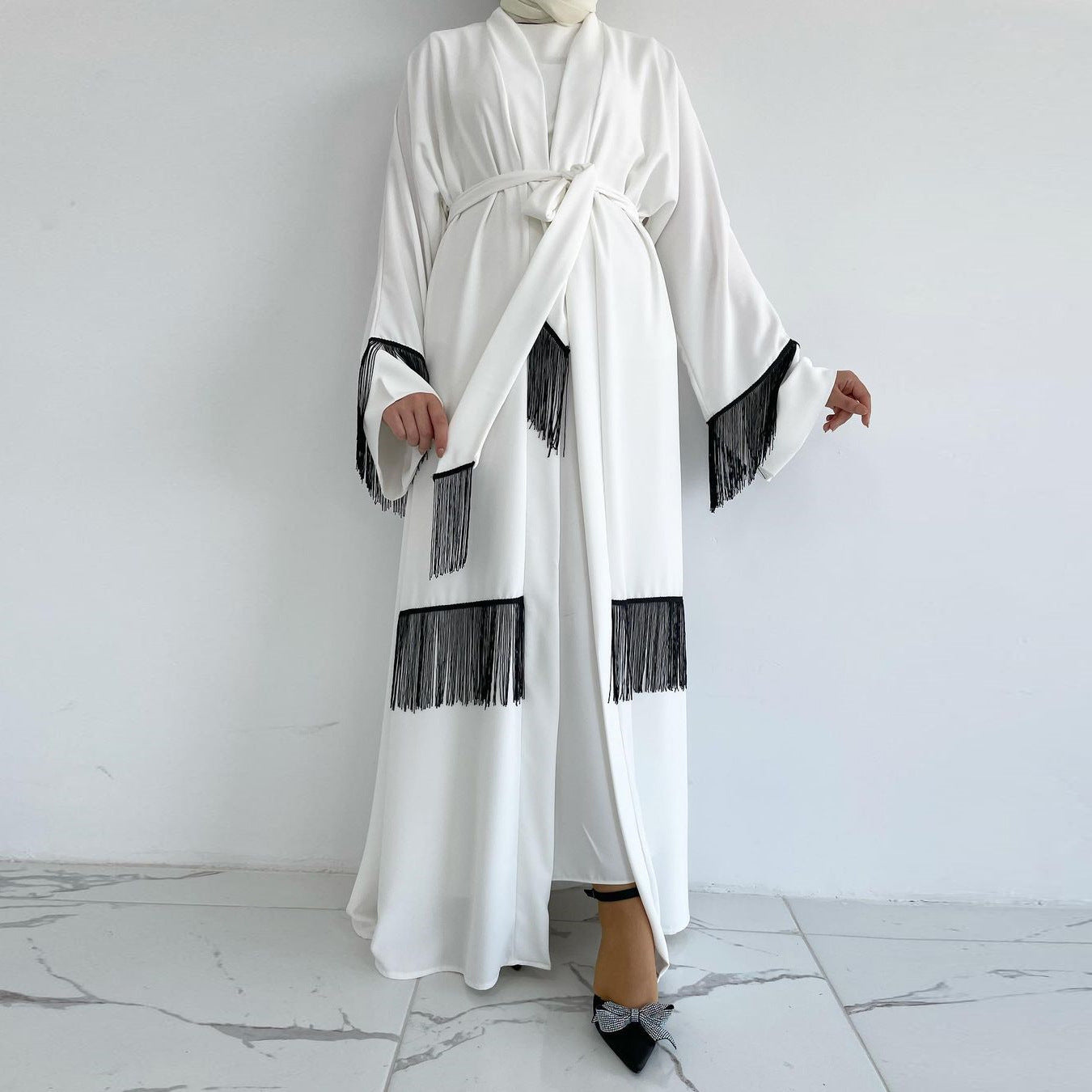 Tassel Abaya Coat Fashion Robe Dress Dubai