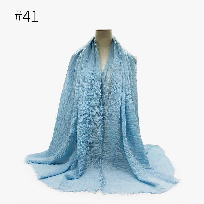 Bubble Plain Soft Cotton Scarf Wrap For Women