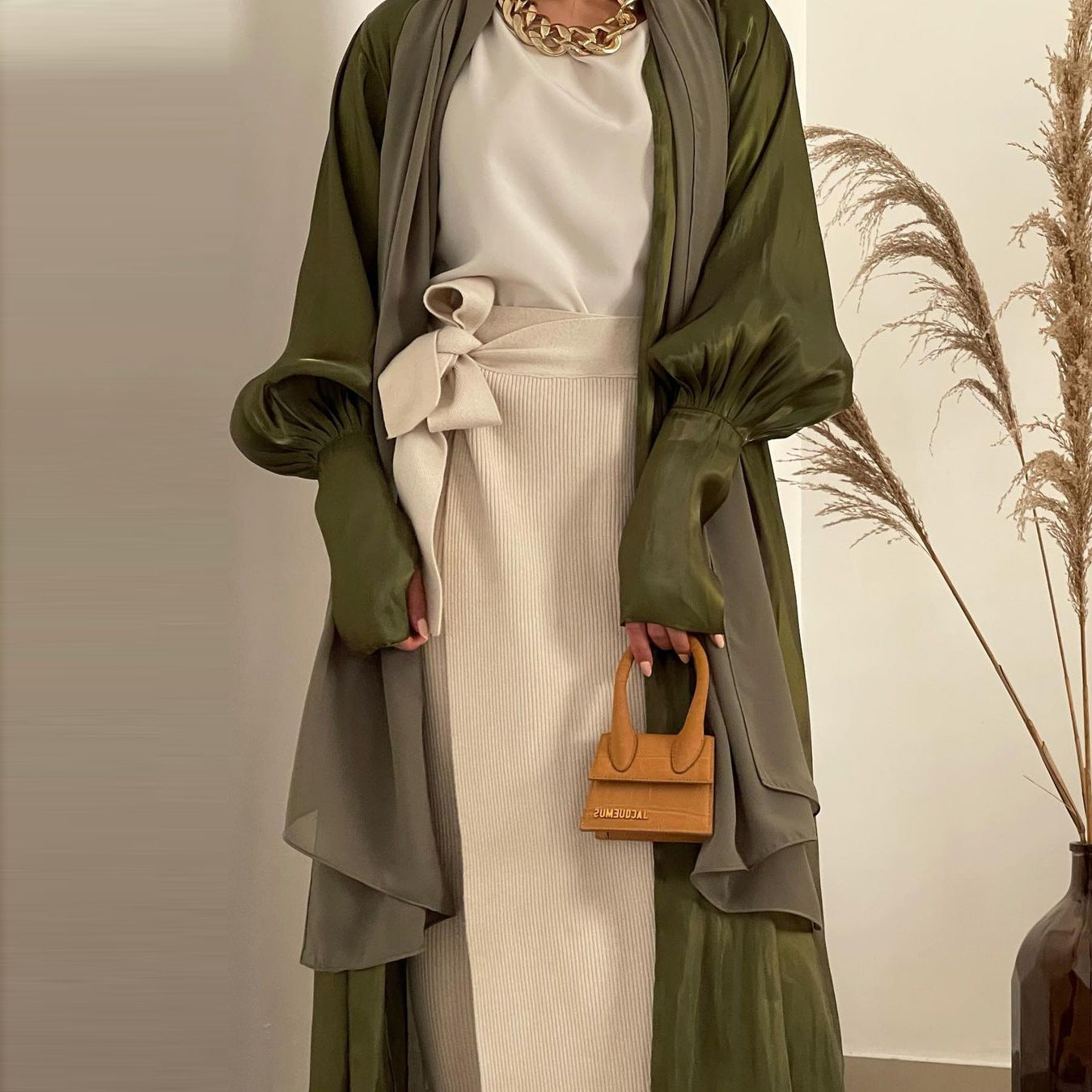 Satin Cardigan Gown Elegant Style Dubai