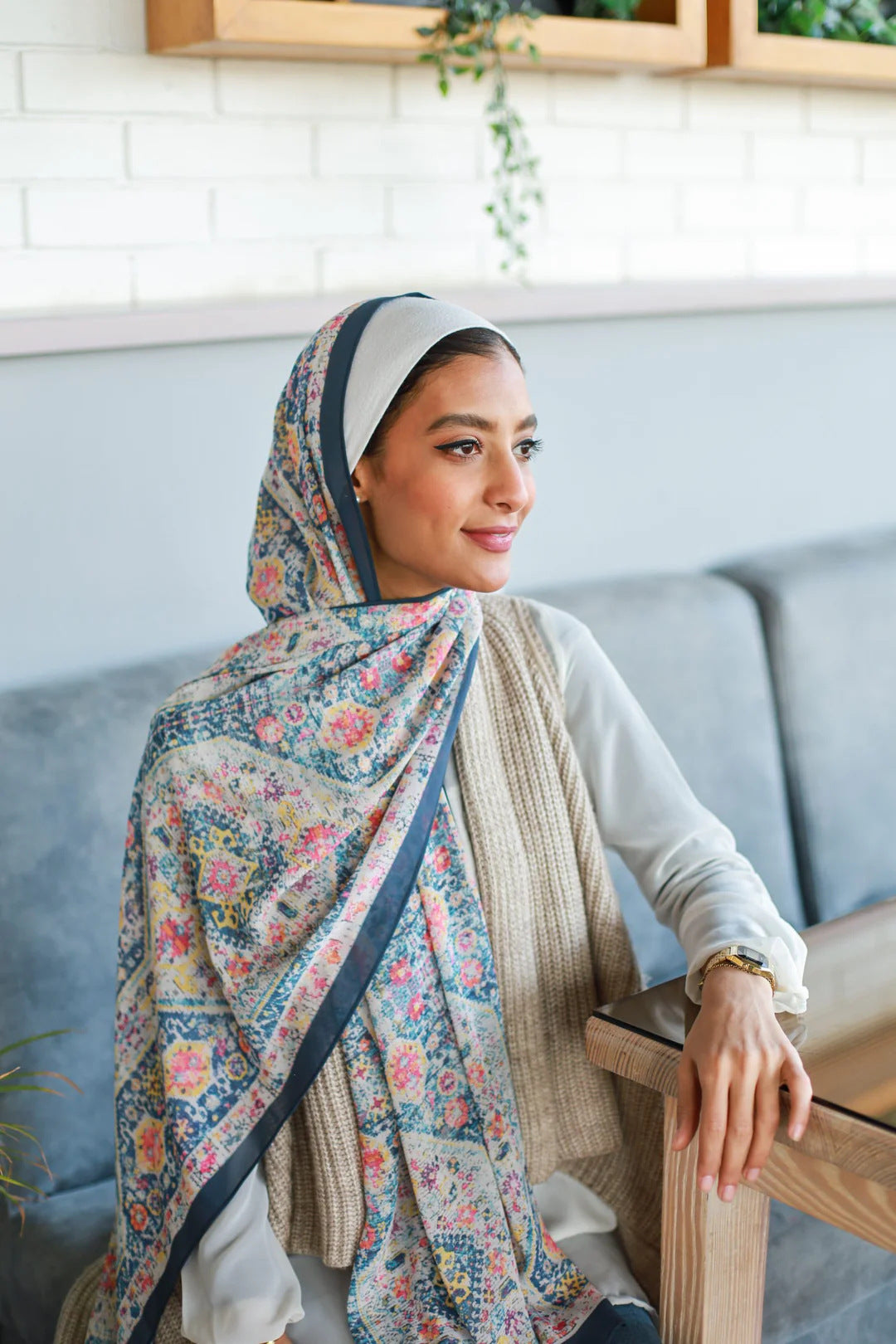 Satin Printed Head Wrap Scarf Elegant Shawl