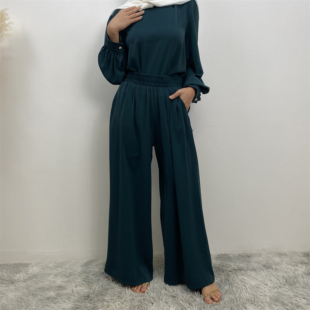 Solid Color Dubai Two-Piece Set for Women