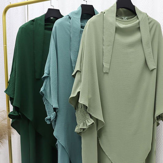 Solid Color Dress With Matching Head Wrap
