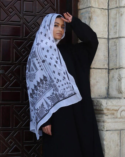 Satin Printed Head Wrap Scarf Elegant Shawl