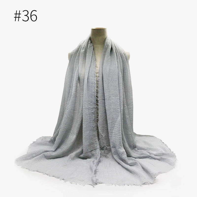 Bubble Plain Soft Cotton Scarf Wrap For Women