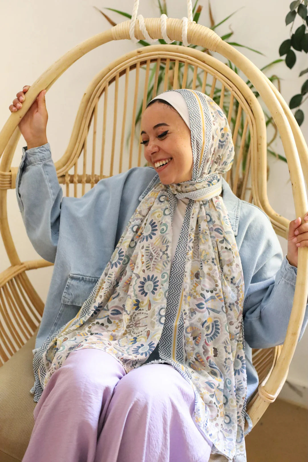 Satin Printed Head Wrap Scarf Elegant Shawl