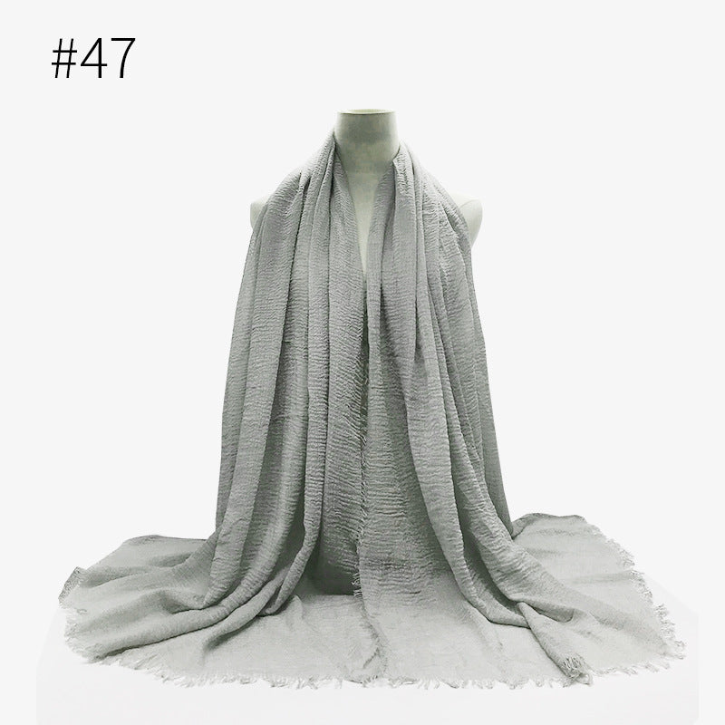 Bubble Plain Soft Cotton Scarf Wrap For Women