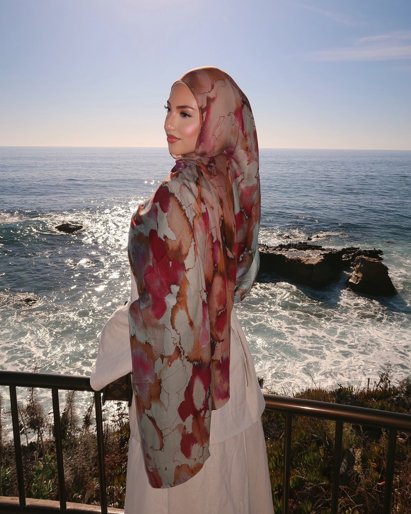 Satin Printed Head Wrap Scarf Elegant Shawl