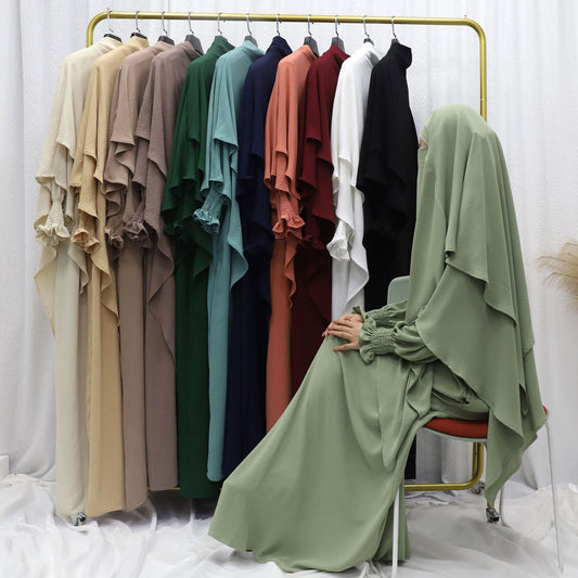 Solid Color Dress With Matching Head Wrap