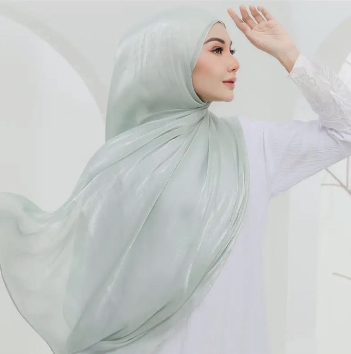Shiny Satin Fashion Scarf Elegant Malay Style