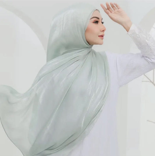 Shiny Satin Fashion Scarf Elegant Malay Style