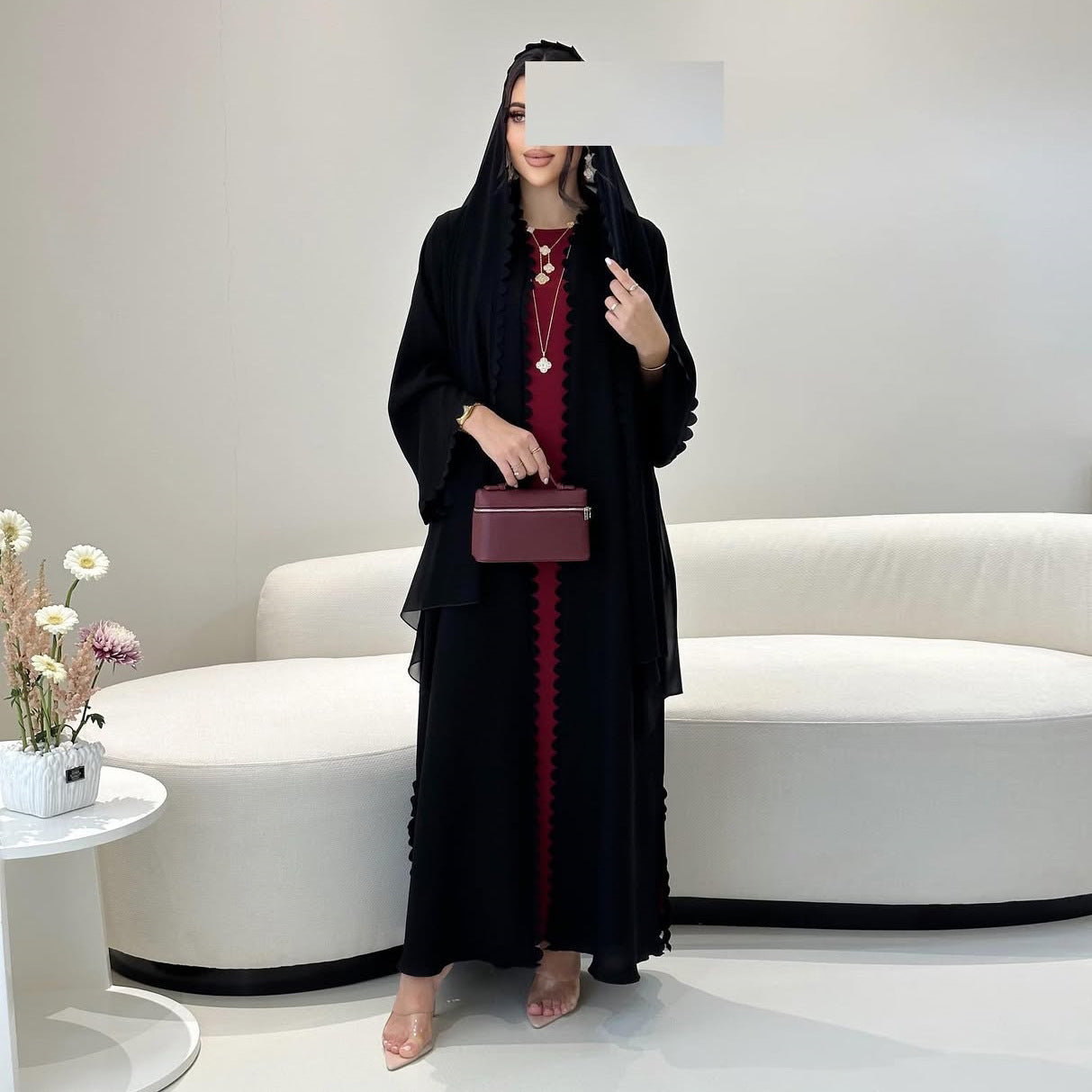 Cardigan with Scarf Dubai Two-Piece Women Set