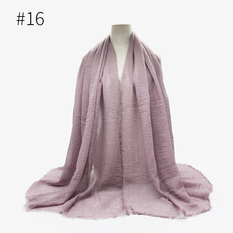 Bubble Plain Soft Cotton Scarf Wrap For Women