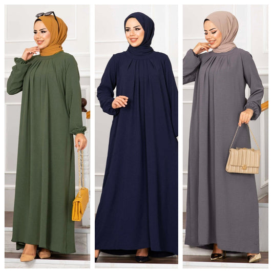 Wrinkle Style Modest Women Dress Dubai