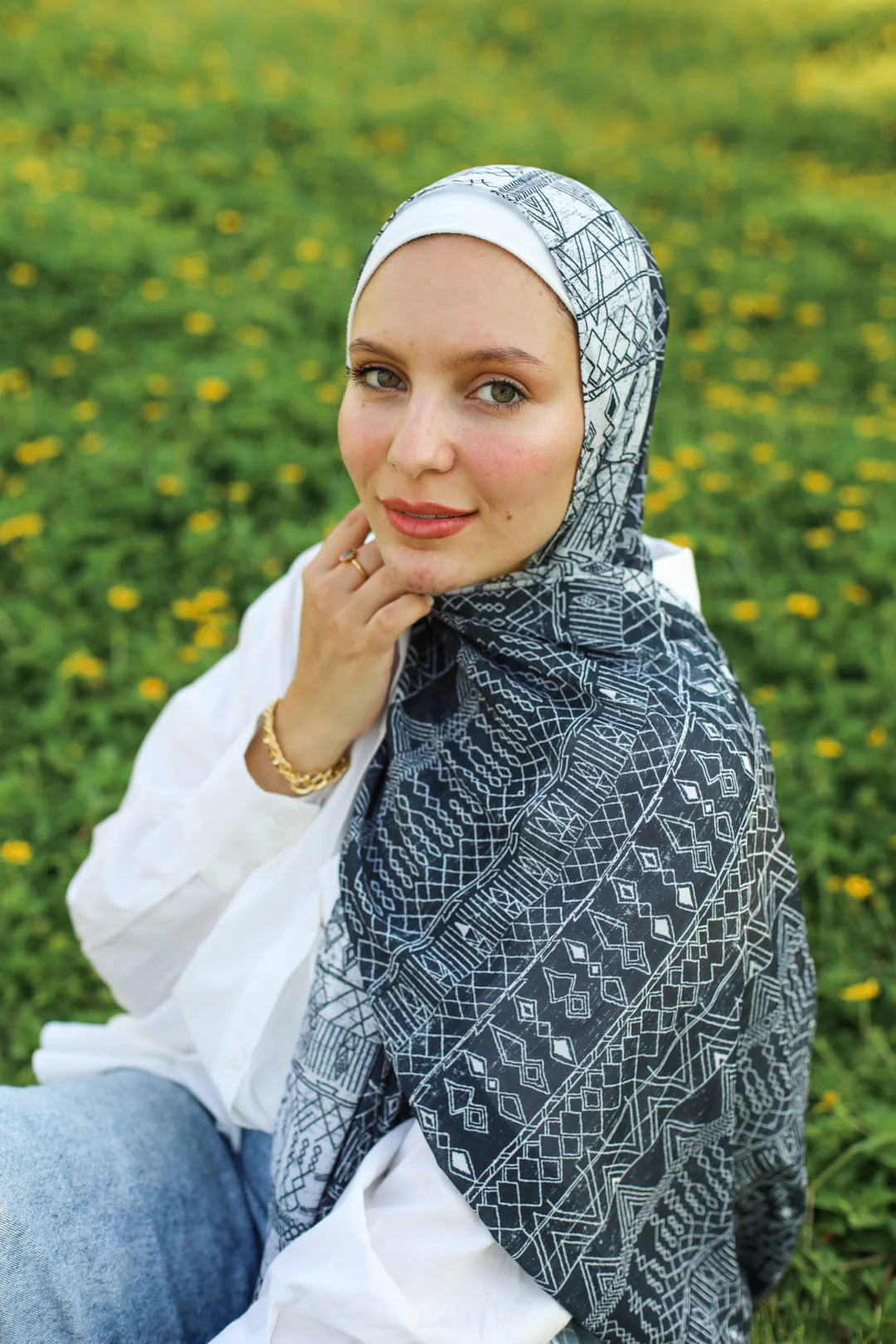 Satin Printed Head Wrap Scarf Elegant Shawl