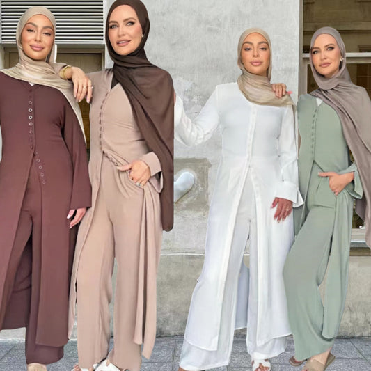 Dubai Casual Solid Color Two-Piece Women Outfit