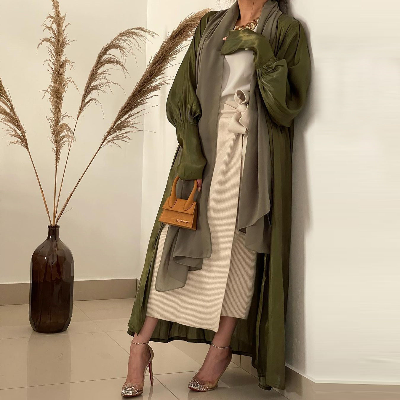 Satin Cardigan Gown Elegant Style Dubai