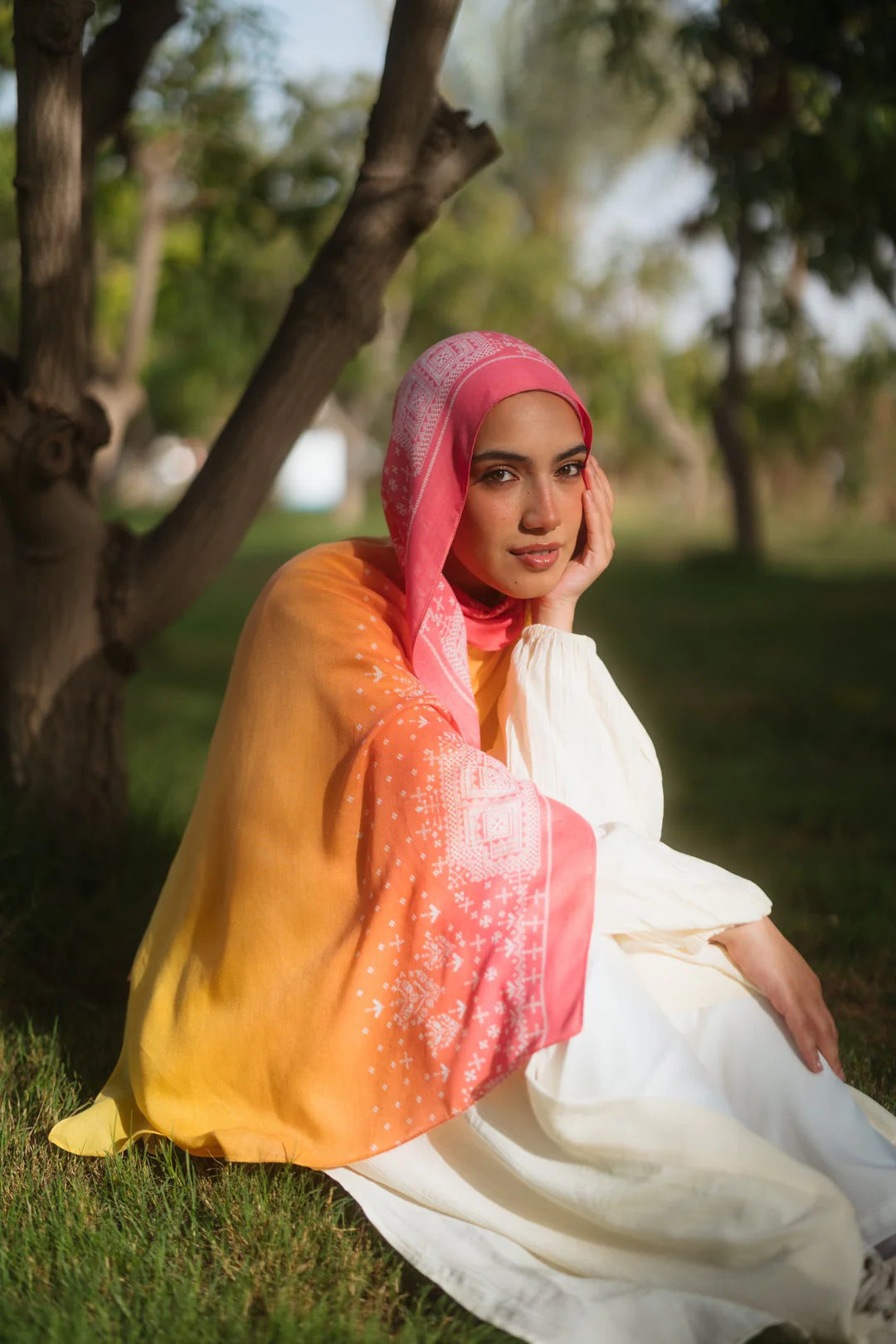 Satin Printed Head Wrap Scarf Elegant Shawl