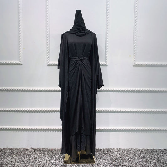 Solid Jumpsuit Robe Dubai Elegant Women Wear