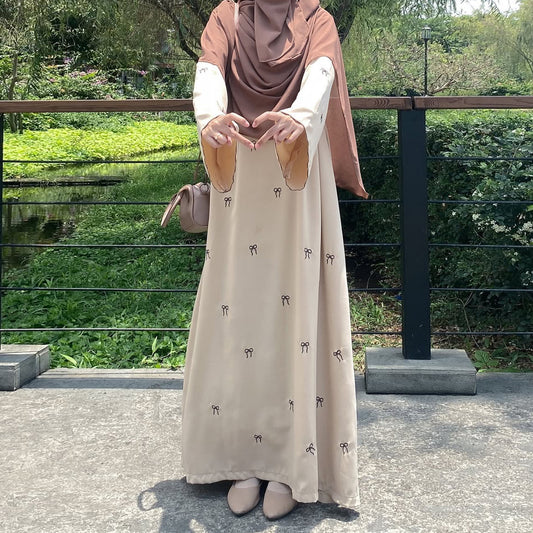 Bowknot Embroidery Elegant Dress Dubai