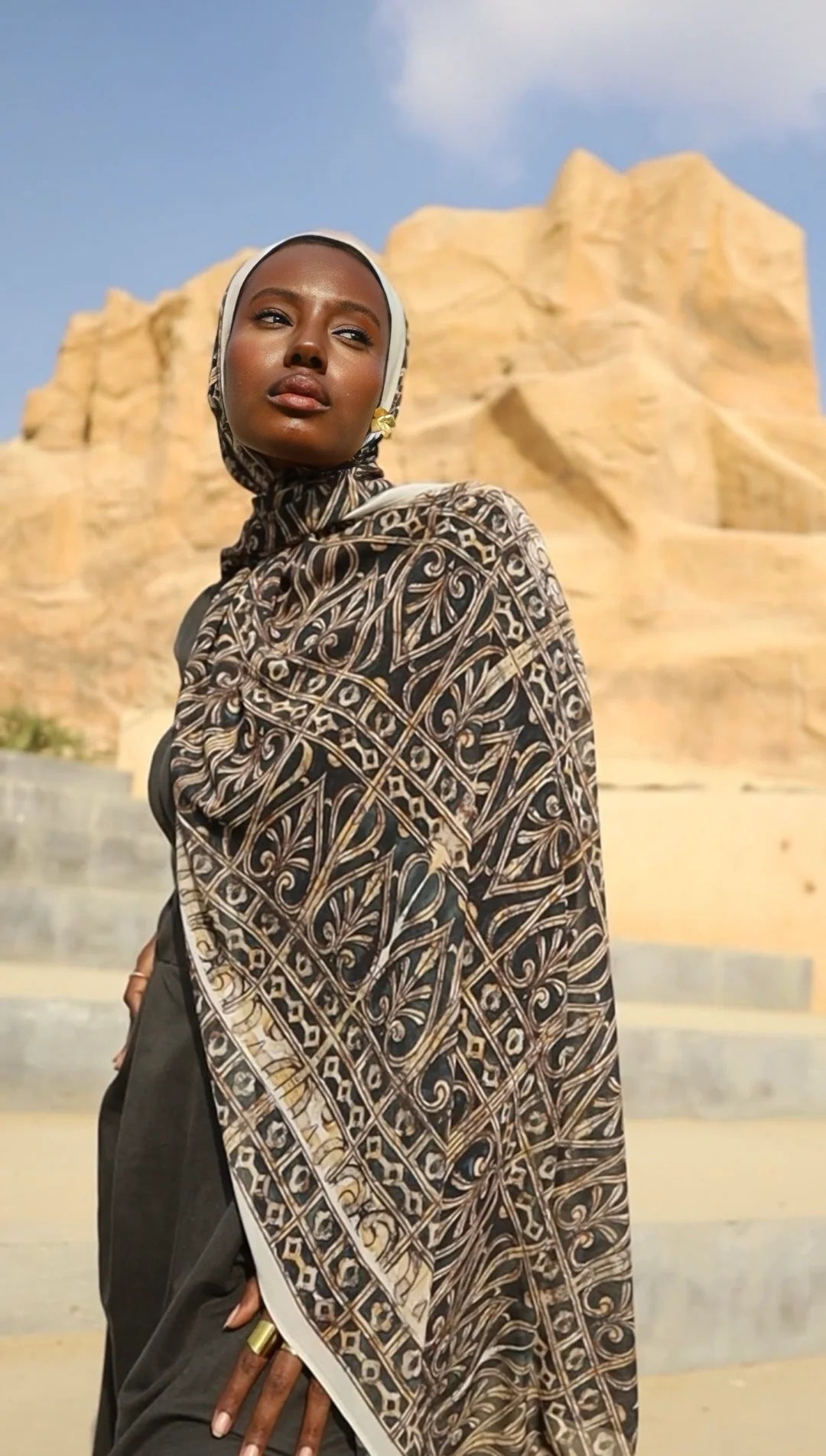 Satin Printed Head Wrap Scarf Elegant Shawl