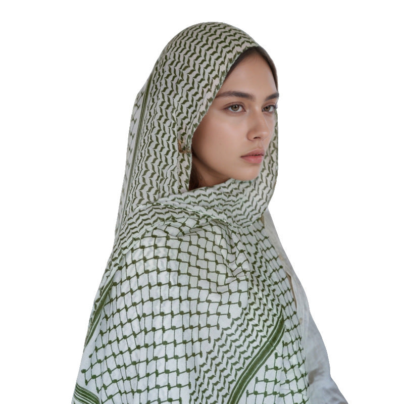 Chiffon Plaid Printed Arabic Style Fashion Scarf