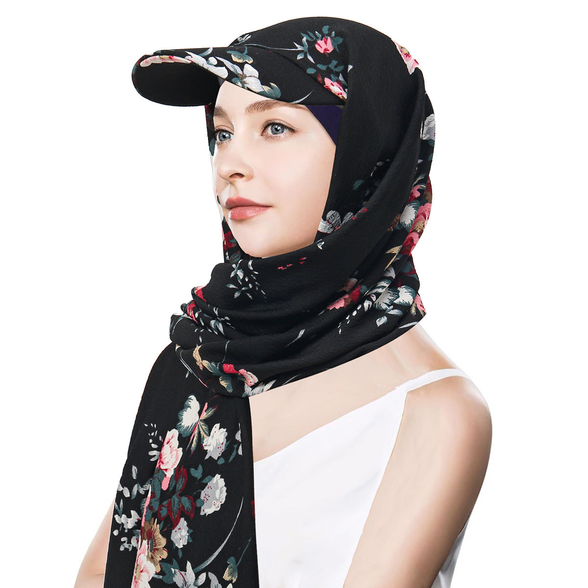 Solid Color Scarf Hat Pullover Women Middle East