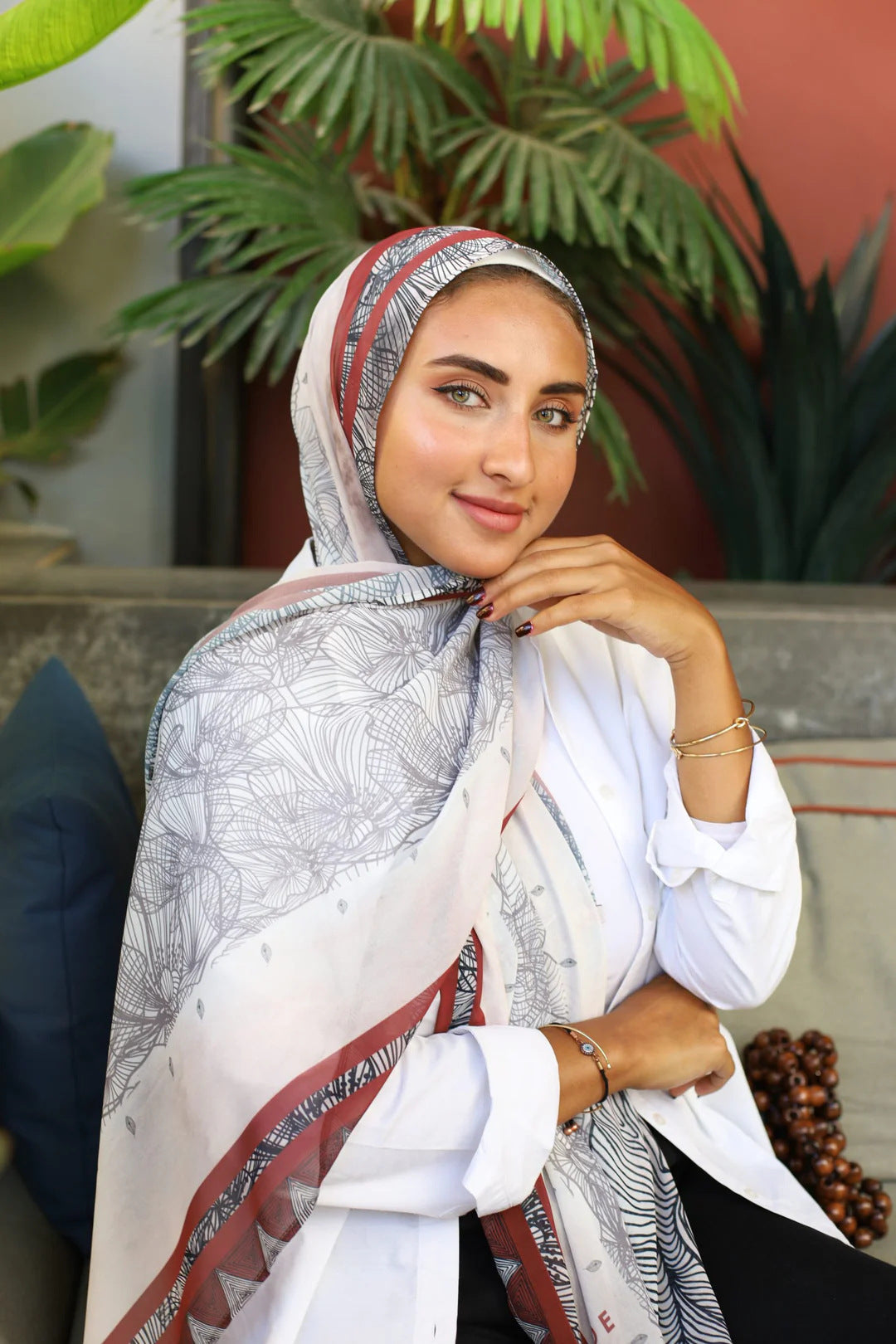Satin Printed Head Wrap Scarf Elegant Shawl