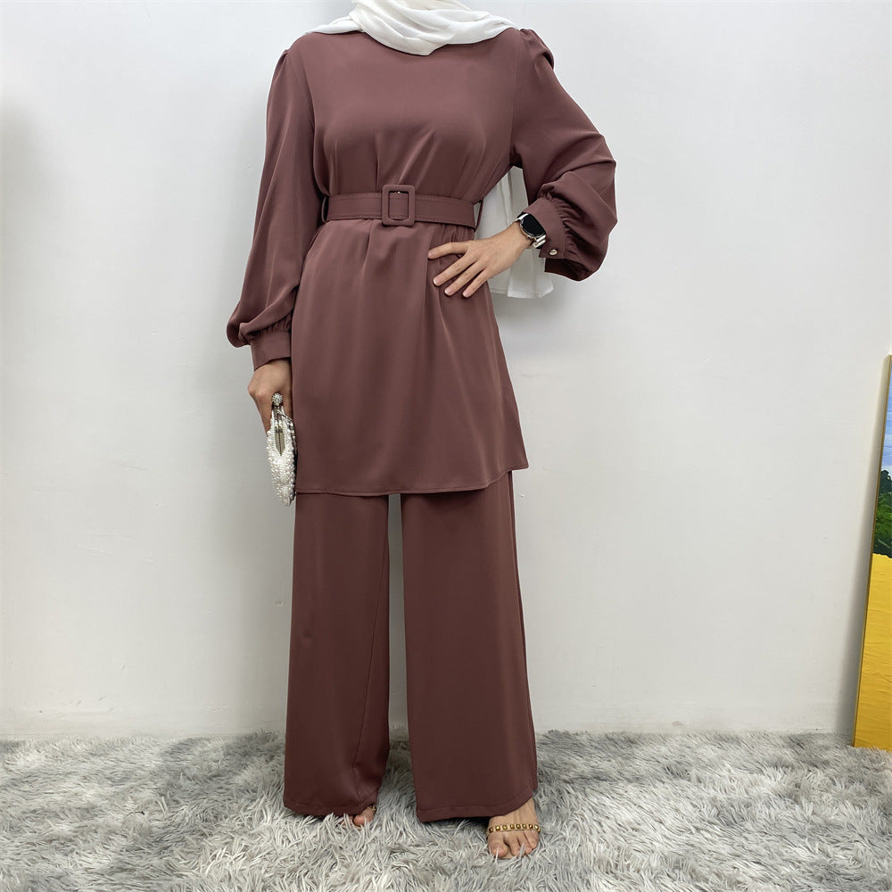 Solid Color Dubai Two-Piece Set for Women