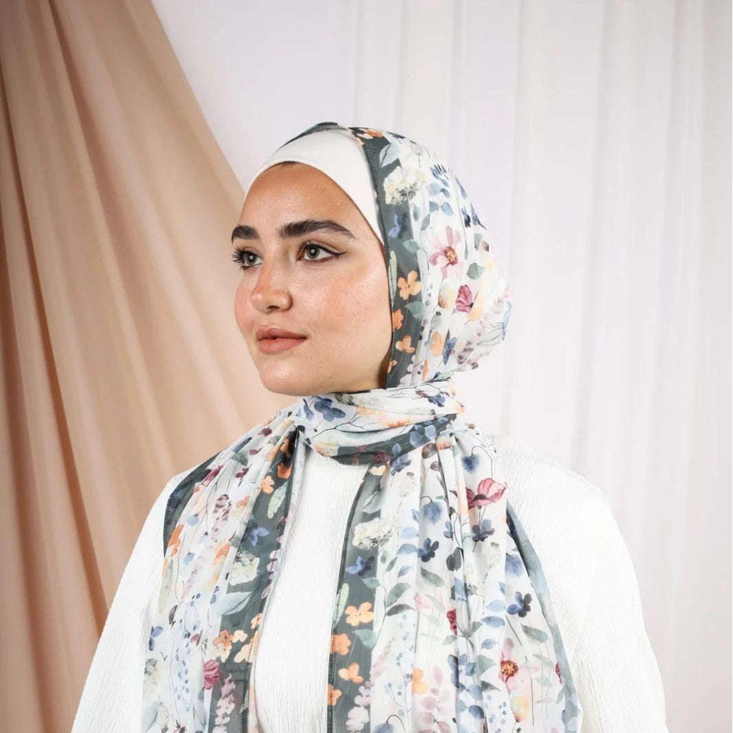 Satin Printed Head Wrap Scarf Elegant Shawl