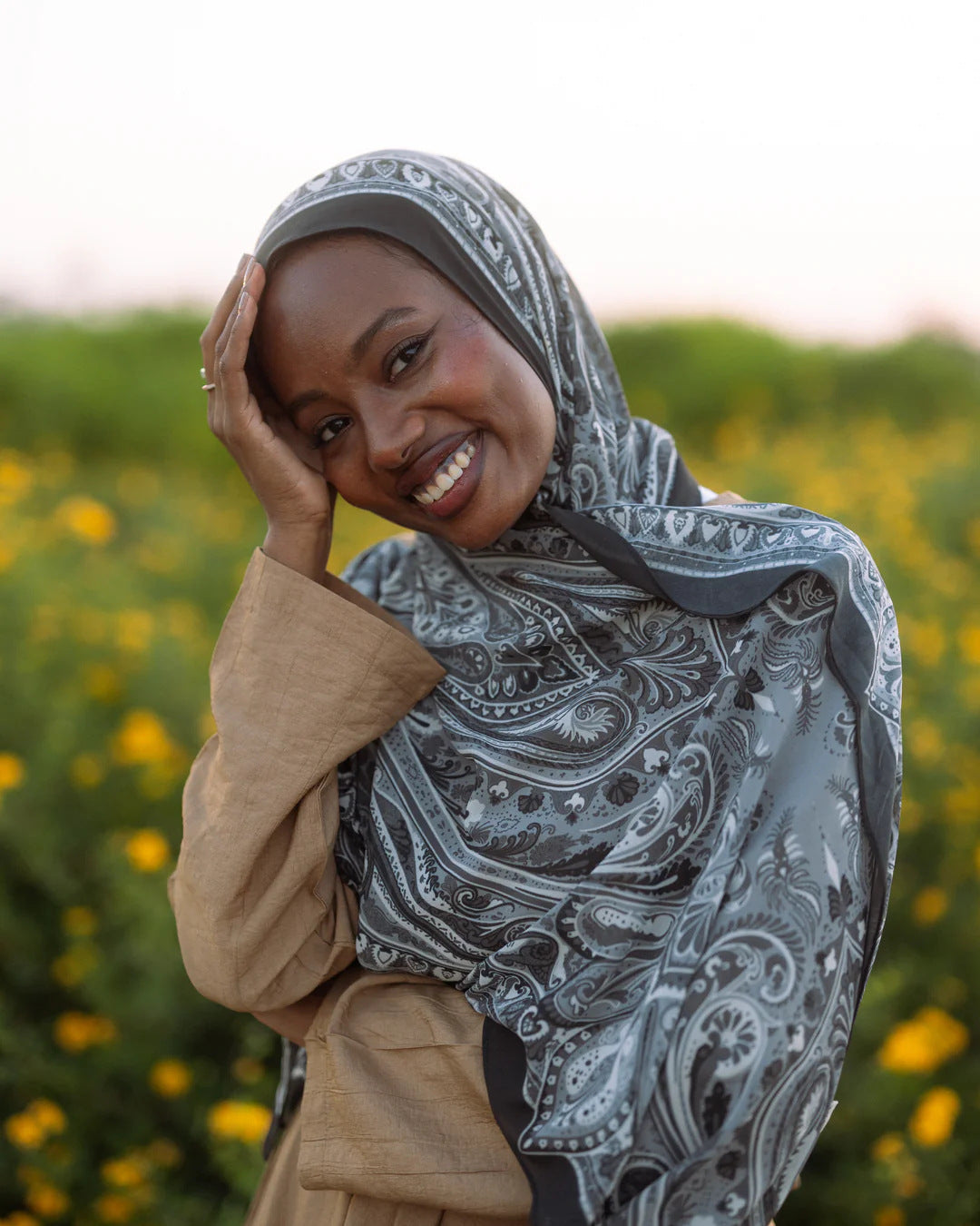 Satin Printed Head Wrap Scarf Elegant Shawl