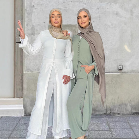 Dubai Casual Solid Color Two-Piece Women Outfit