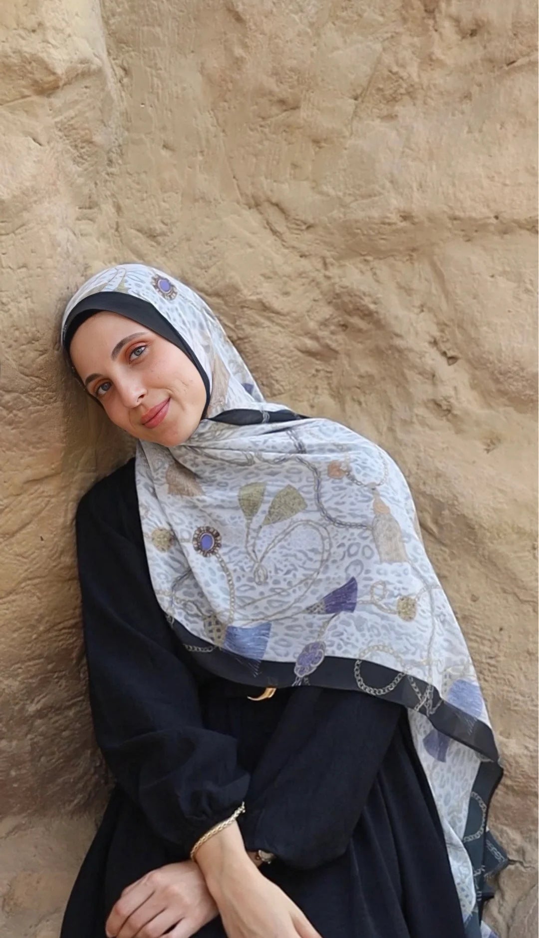 Satin Printed Head Wrap Scarf Elegant Shawl