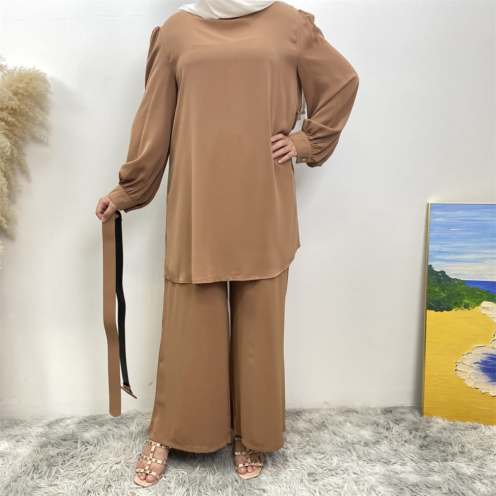 Solid Color Dubai Two-Piece Set for Women