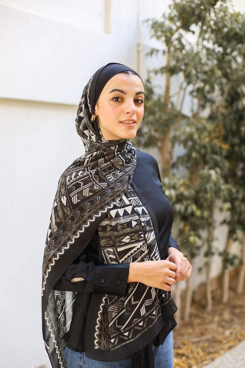 Satin Printed Head Wrap Scarf Elegant Shawl