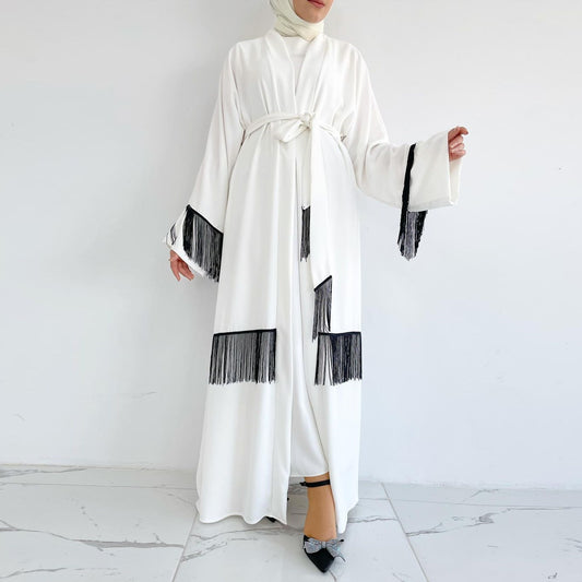 Tassel Abaya Coat Fashion Robe Dress Dubai