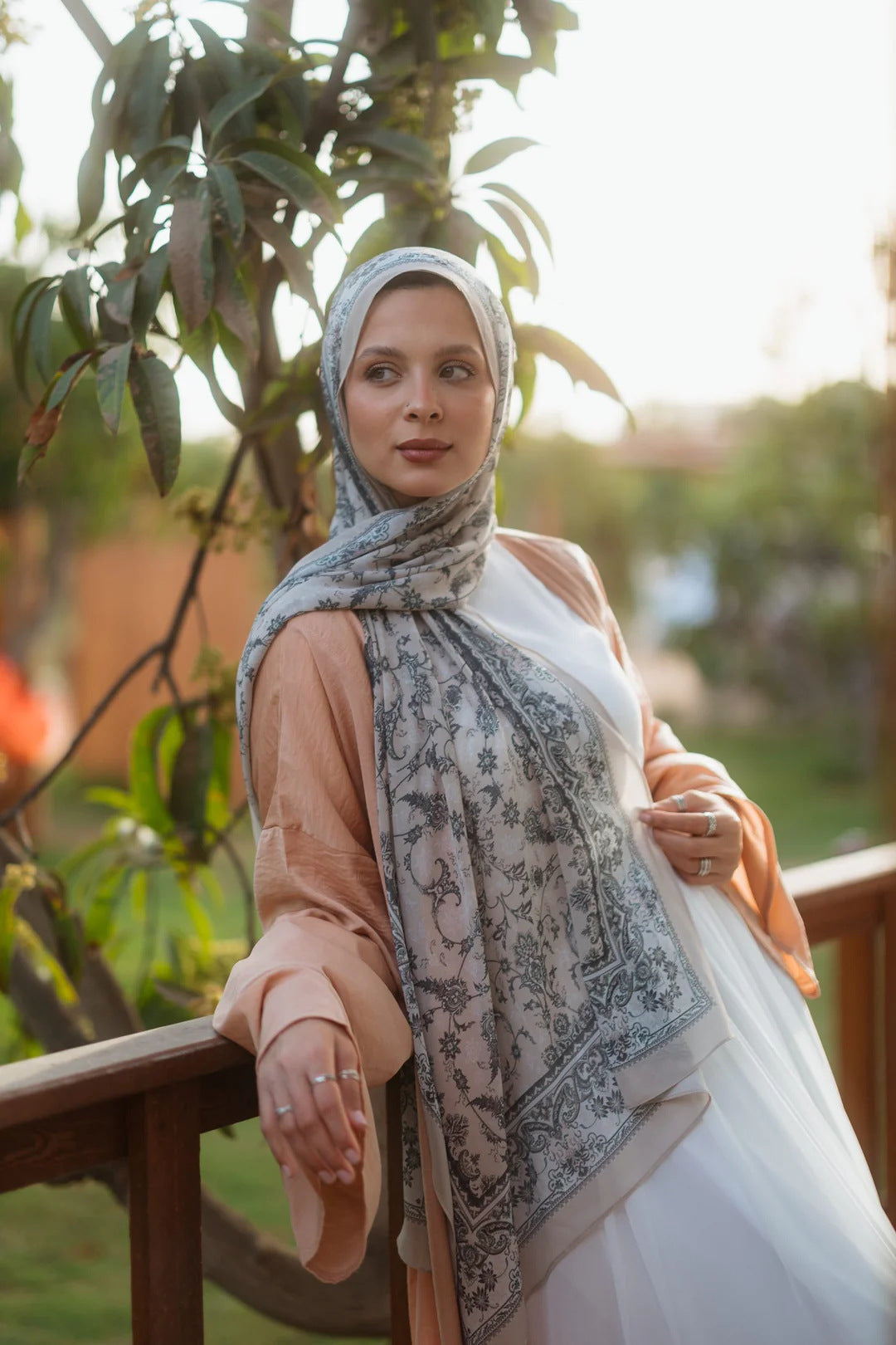 Satin Printed Head Wrap Scarf Elegant Shawl