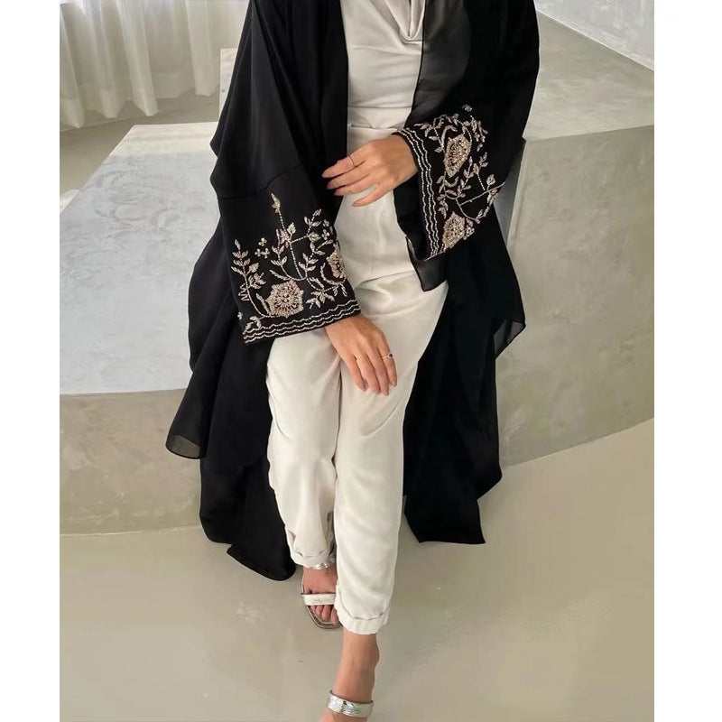 Embroidered Loose Cardigan Robe Dubai Style