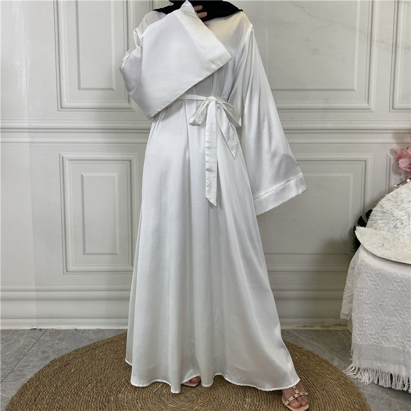 Lace Up Satin Muslim Long Dress Dubai Collection